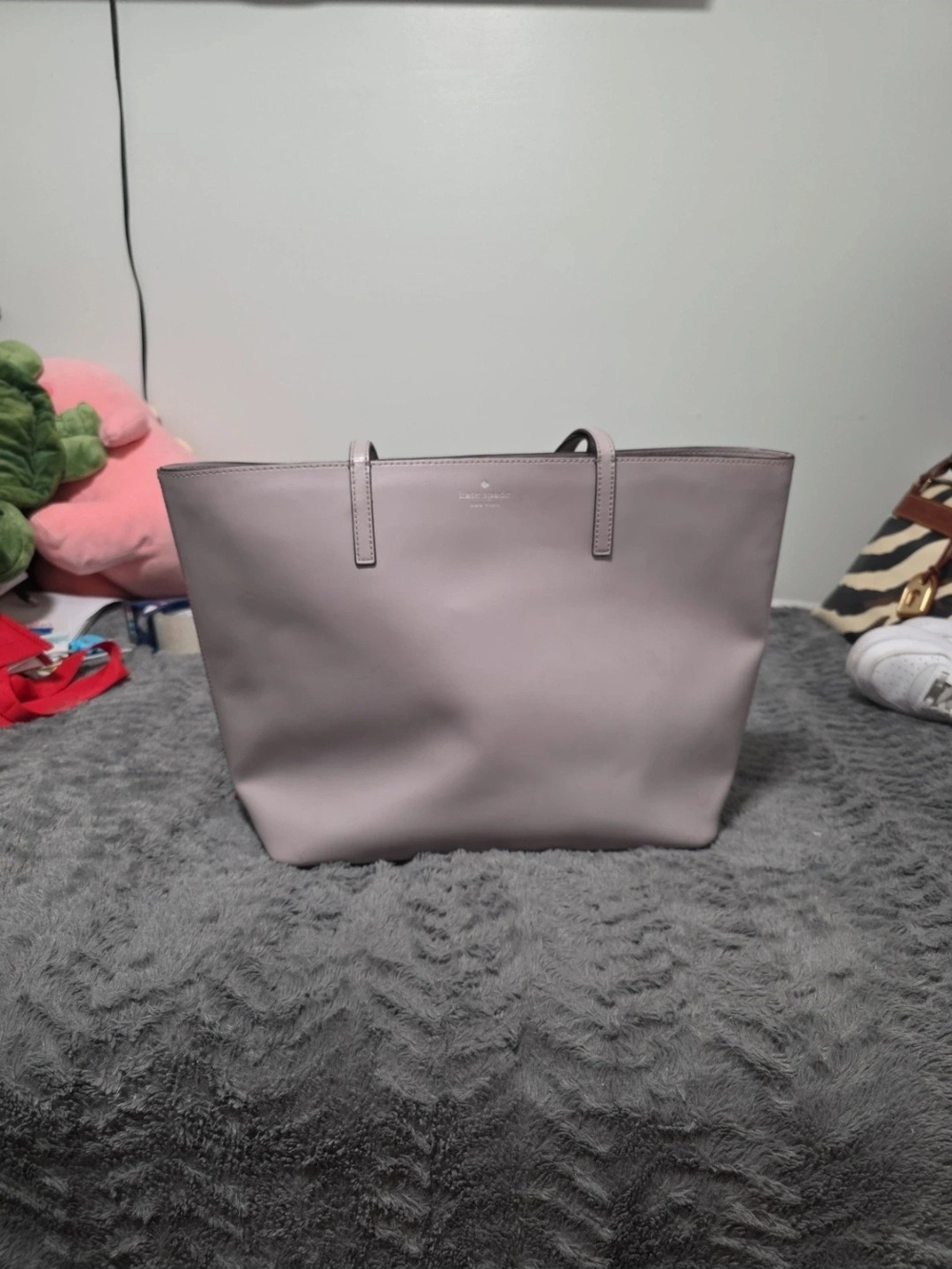 Kate Spade Elegant Gray Leather Tote Bag